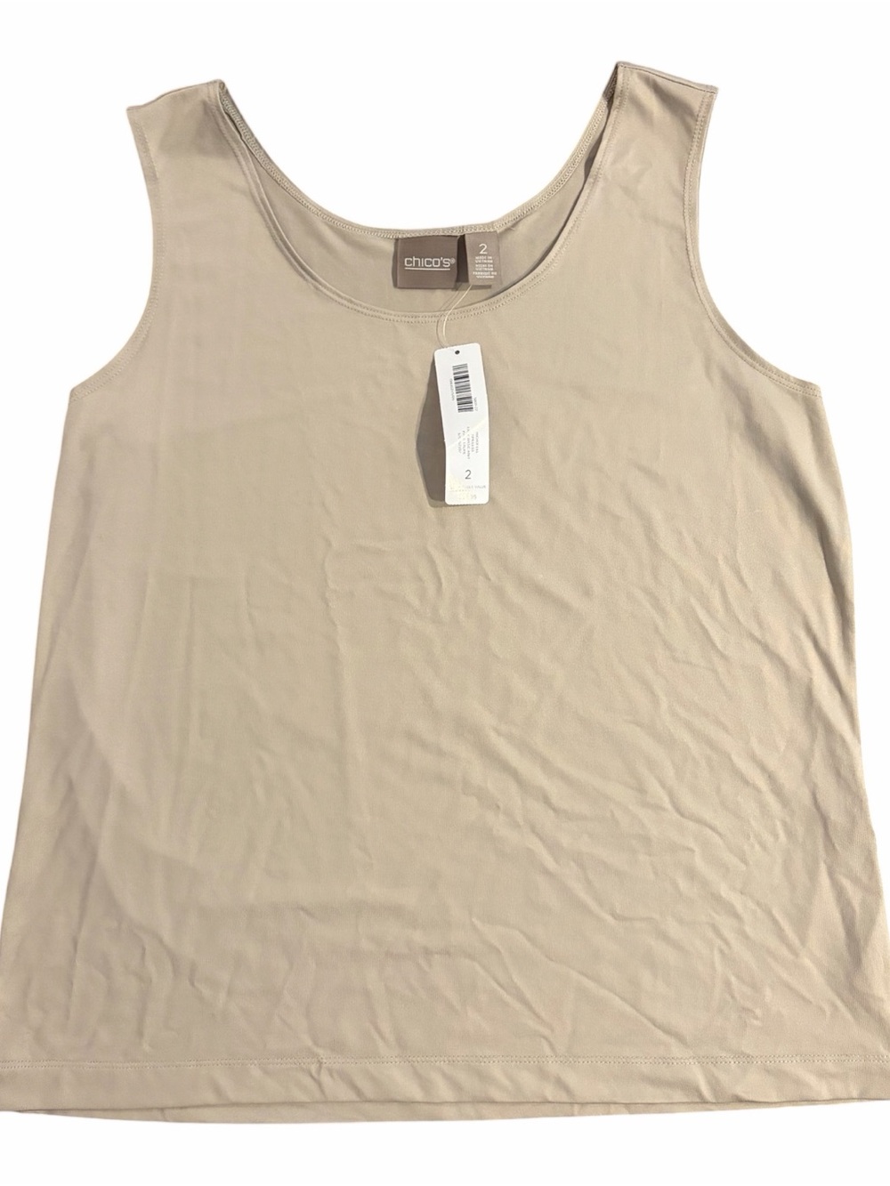 NWT Chico's Microfeel Timeless Tank Top Pale Taupe Size 2 / Large